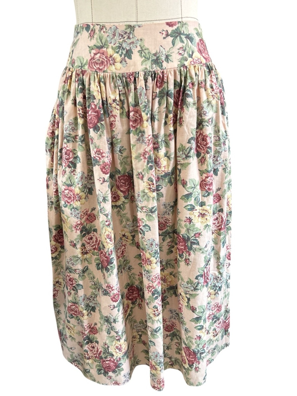 Vintage 80’s Scott McClintock floral pastel pleated midi skirt small